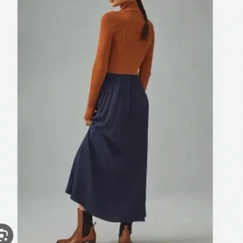 NEW Anthropologie The Thea Twofer Sweater Dress XXSmall/Medium Tan/Navy - Picture 4 of 8